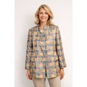 Vintage Lilli Ann SF Union Made jacquard Geometric printed jacket Blazer Spring